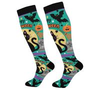 Calzini Alti Sono Happy Halloween Cat Contenitive Donne Calzini Traspirante Calze Antitrombo Elastico Compression Socks Per Vene Varicose Infermiera Atletica 1 Par 50Cm
