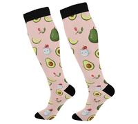 Calzini Alti Sono Kawaii Food Avocado Pink Pattern Calze A Compressione Resistente Contenitive Donne Calzini Comodo Compressione Calze Per Recupero Trekking Giri In Bici 50Cm