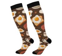 Calzini Alti Sono Meat And Fried Egg (3) Calze A Compressione Comodo Compressione Calze Traspirante Contenitive Donne Calzini Per Recupero Trekking Infermiera 50Cm