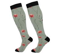 Calzini Alti Sono Nature Carnation Sage Green Calze Antitrombo Comodo Compressione Calze Resistente Calze A Compressione Per Recupero Vene Varicose Trekking 50Cm