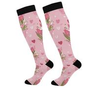 Calzini Alti Sono Pink Day Hearts Roses Calze Antitrombo Comodo Calze Contenitive Resistente Compressione Calze Per Recupero Escursioni Vene Varicose 50Cm