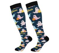 Calzini Alti Sono Playful Ghosts Halloween Calze Antitrombo Resistente Compression Socks Traspirante Sport Calzettoni Per Escursioni Atletica Infermiera 1 Par 50Cm