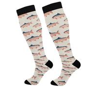Calzini Alti Sono Sea Vintge Salmon Fish Calze Contenitive Comodo Compression Socks Antiscivolo Sport Calzettoni Per Escursioni Vene Varicose Atletica 1 Par 50Cm