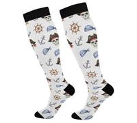 Calzini Alti Sono Skull Wheel White Calze A Compressione Resistente Calze Contenitive Traspirante Compressione Calze Per Trekking Giri In Bici Recupero 50Cm