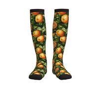 Calzini Alti Sono Vintage Oranges Green Leaves Compressione Calze Antiscivolo Contenitive Donne Calzini Traspirante Compression Socks Per Escursioni Vene Varicose Trekking 50Cm
