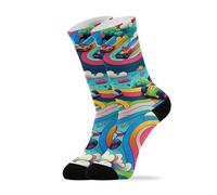 Calzini Animal Drive Sui Binari Arcobaleno Adatte Elasticizzato Calze Antiodore Socks Per Trekking Outdoor Basket