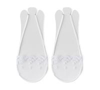 Calzini antiscivolo dal taglio basso, design invisibile, motivo floreale, con cinturino sul retro, non visibili, per scarpe casual da donna, scarpe basse con tacco invisibili, antiscivolo, bianco