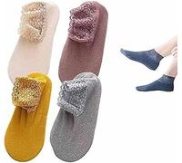 Calzini Antiscivolo in Pizzo Donna - Cotone Caldo con Volant, Taglio Basso alla Caviglia, Ideali per Uso Intorno a Casa(2,S(35-38))