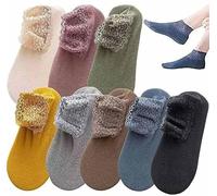 Calzini Antiscivolo in Pizzo Donna - Cotone Caldo con Volant, Taglio Basso alla Caviglia, Ideali per Uso Intorno a Casa(3,S(35-38))