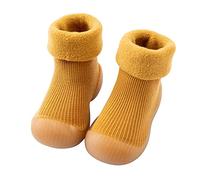 Calzini Antiscivolo Invernali Bambini Unisex Morbidi e Caldi con Suola Flessibile Scarpe Primi Passi Invernali con Interno Felpato Calze da Casa Antiscivolo per Neonati e Bimbi (01 Yellow, 3-6 Months)
