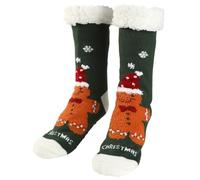 Calzini antiscivolo per donne e uomini, calzini di Natale e regali di Natale che tengono il calore, soffici, taglia unica adatta alla maggior parte dei calzini e collant da donna, Omino di pan di