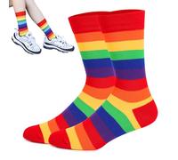 Calzini arcobaleno, colorati, da uomo, a righe, colorati, da donna, divertenti, a righe, alla moda, colorati e traspiranti, Lgbtq 42-48, da uomo e da donna, arcobaleno, Einheitsgröße
