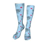 Calzini atletici con cresta cinese blu per uomo Donna Calzini spessi con cuscino quotidiano per corsa, volo, viaggi, alpinismo, 20 pollici