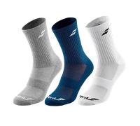 Babolat Chaussettes Calze, Bianco/Blu Scuro/Grigio, 31-34 (Pacco da 3) Unisex-Bambini e Ragazzi