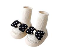 Calzini Bambina - Calzini per Neonati in Stile Coreano con Fiocco per Bambini Piccoli Calzini da per L'Autunno Ideali per Imparare A Camminare Scarpe Morbide per Neonati con Suola (White2 15-2 Years)