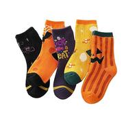 Calzini Bambino Calzini da Fondo Halloween Cartone Animato Sottile Traspirante Autunno Cartone Animato Moda 5 Pezzi Calze Da 1 a 10 Anni Calze 38 Donna, Colore: arancione., 1-4 anni