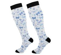 Calzini Calcio Blue Bows Snowflake Cute Elasticità Calze Trekking Antiodore Calze Per Lavoro Tennis Sport 50Cm