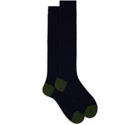 calzini caldi gambaletti GALLO calze lunghe da uomo lana bouclé tinta unita blu