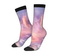 Calzini casual novità con nuvole rosa e viola, divertenti calzini da un quarto, design funky con colori a contrasto, regalo per donne e uomini