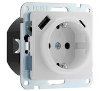 Calzini con funzione Schuko 16A 250V ~ SCREW TERMINAL CONNECTION WITH USB and Type C CONNECTORS. Finitura bianca