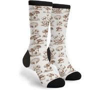 Calzini con latte di mucca, calzini divertenti per uomo e donna, Fungo Sketch, Taglia unica