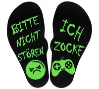 Calzini con scritta "Bitte nicht Stören Ich Zocke, divertenti calzini da gaming, fantastici regali per giocatori, calzini in cotone, calzini invernali, regali di Natale per uomini, Nero , 35-46