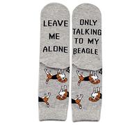 Calzini con scritta "Leave Me Alone Only Talking To My Beagle Today", per amanti dei cani (U.Beagle), Grigio, bag