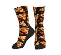 Calzini con stampa di pizza a forma di cuore rosso per donna e uomo, calzini divertenti e originali, unici per ragazze e ragazzi.