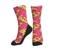 Calzini con stampa di pizza rosa per donna e uomo, calzini divertenti e originali, unici per ragazze e ragazzi