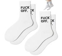 Calzini con testo divertente, 2 paia di calzini in cotone con scritte stampate per uomo e donna, design unico e confortevole per l'equipaggio casual