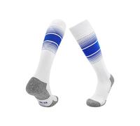Calzini da calcio estivi, calze sportive professionistiche antiscivolo da uomo, calze lunghe traspiranti e che assorbono il sudore, Blu, M