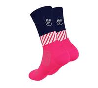 Calzini da corsa divertenti 100% tecnici, traspiranti, compressivi, anatomici, termoregolatori, tallone, punta e metatarso rinforzati, perfetti per corsa, trail, trekking, ciclismo, Rosa fluo, 35-38