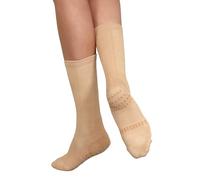Calzini da danza contemporanea con impugnature girevoli in silicone e spin, per ragazze e donne, colore carne e nero, Nude, S