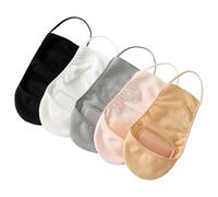 Calzini da donna, a taglio basso, invisibili, con cinghia, antiscivolo, per scarpe con tacco alto, mocassini, 5 paia, nero+pelle+grigio+ros bianco, Taglia unica