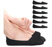 Calzini da donna ballerina, invisibili, antiscivolo, a taglio basso, in nylon, nascosti, sottili, in seta, per mocassini da donna, Nero, 39-42