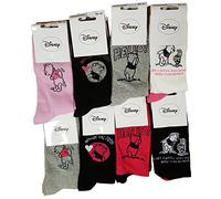 Calzini da donna Disney: Minnie, Principessa,Fata Campanella,Winnie,Titi,Star Wars in cotone Assortimento modelli fotografici secondo arrivi, Confezione da 6 asst2 Winnie the Pooh, 40
