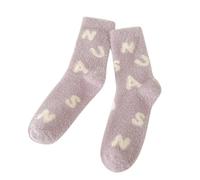 Calzini da donna e da ragazza, calzini a pois e strisce, caldi e spessi, in lana, per donne, calze natalizie, ideali come regalo per le donne, Colore: rosa., Taglia unica
