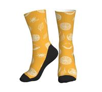 Calzini da donna e da uomo, sportivi, divertenti con fiori di limone, foglie gialle, morbidi, suola a metà polpaccio, calzini da corsa da donna e uomo