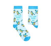 Calzini da donna Get Your Tits Out | Divertenti calzini a tema uccello con design cinciarelle | 1 paio | unisex taglia UK 6-11 | ricco di cotone | idea regalo umoristica | compleanno, Babbo Natale
