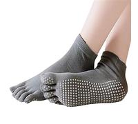 Calzini da donna in cotone con cinque dita, calzini da yoga, per donne e uomini, con impugnature, antiscivolo, per prevenzione di tutti i calzini alla caviglia per fitness, balletto, danza