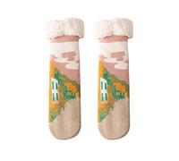 Calzini da donna in velluto agnello autunno e inverno casa Plus velluto spesso pavimento calze grandi calze a rete, R, Taglia unica