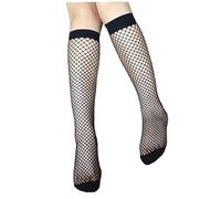 Calzini da donna per adulti, 1 paio di calze a rete al ginocchio, aderenti, sottili, reggicalze, Nero , Taglia unica
