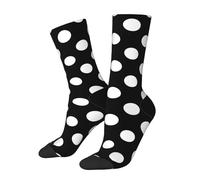 Calzini Da Donna White Polka Dots On Black Calzini Abbigliamento Morbidi E Caldi Divertenti Calze Running, Per Estive, Camminata, Amico, 40cm