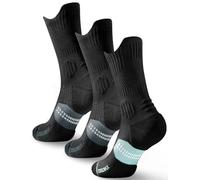 Calzini da Running Compression in Bamboo con Coolmax - Anti-VescicheperTrekking & Palestra VescicheCon Cuscino a Zone Ventilazione Rete (IT, Numero, 42, 47, Regular, Regular, Nero*2+Nero Acqua*1)