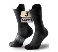 Calzini da Running Compression in Bamboo con Coolmax - Anti-VescicheperTrekking & Palestra VescicheCon Cuscino a Zone Ventilazione Rete Supporto