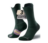 Calzini da Running Compression in Bamboo con Coolmax - Anti-VescicheperTrekking & Palestra VescicheCon Cuscino a Zone Ventilazione in Rete Supporto (IT, Numero, 38, 42, Regular, Regular, Verde Retrò)