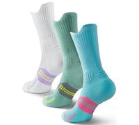 Calzini da Running Compression in Bamboo con Coolmax - Anti-VescicheperTrekking & Palestra VescicheCon Cuscino a Zone (IT, Numero, 35, 38, Regular, Regular, Bianco Viola+Muro Verde+Verde Acqua)