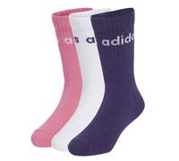 Calzini da tennis Adidas Linear Kids Crew 3P - white/pink fusion/aurora plum - Multicolore (28-30)