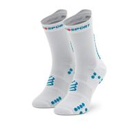 Calzini da tennis Compressport Pro Racing Socks v4.0 Run High 1P - white/fjord blue - Bianco (35-38)