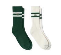Calze Lacoste a righe contrastanti verde bianco (2 paia) - 39-42
